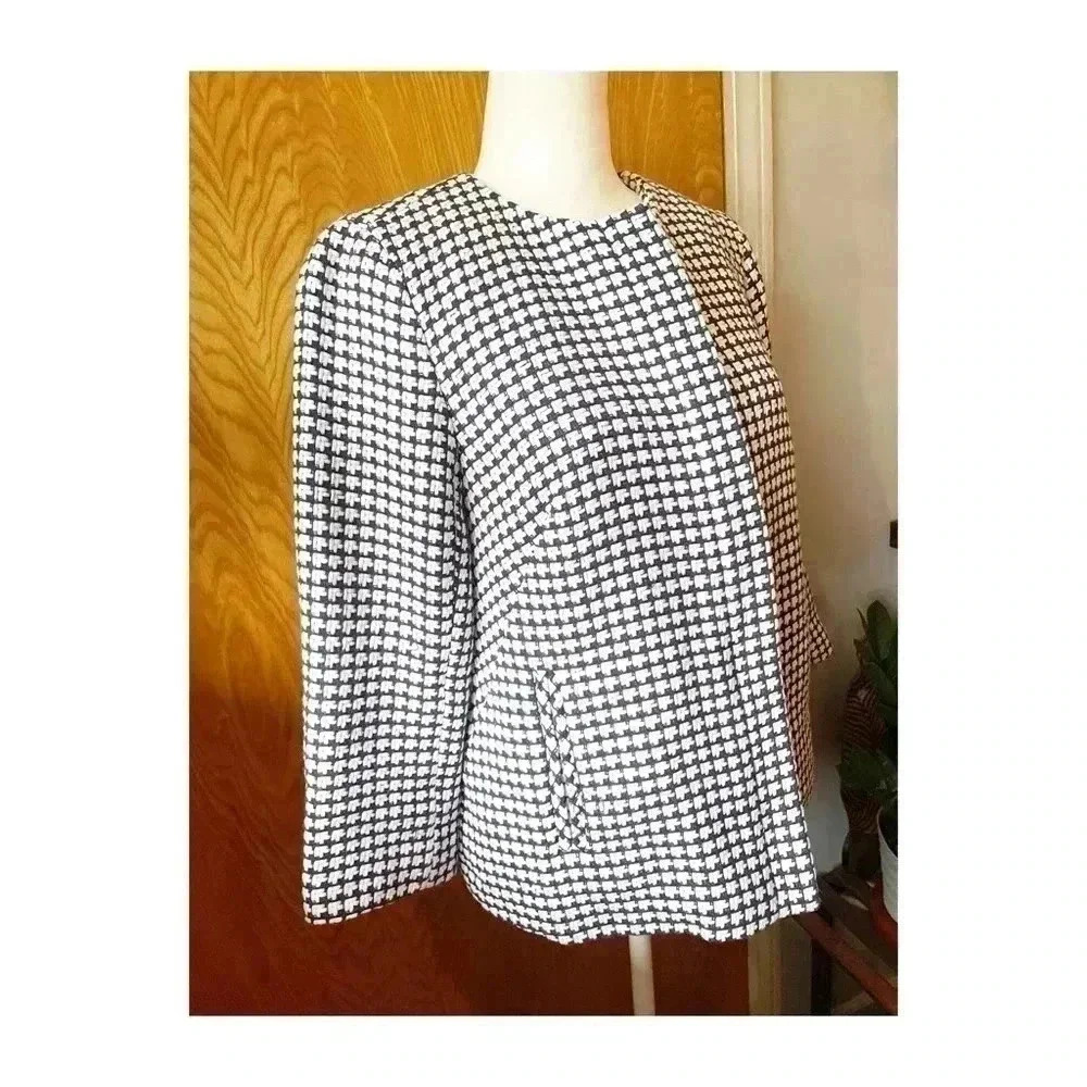 Talbots Houndstooth Textured Jacket Size 2 - image 3